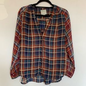 Maeve Anthropologie Plaid Blouse